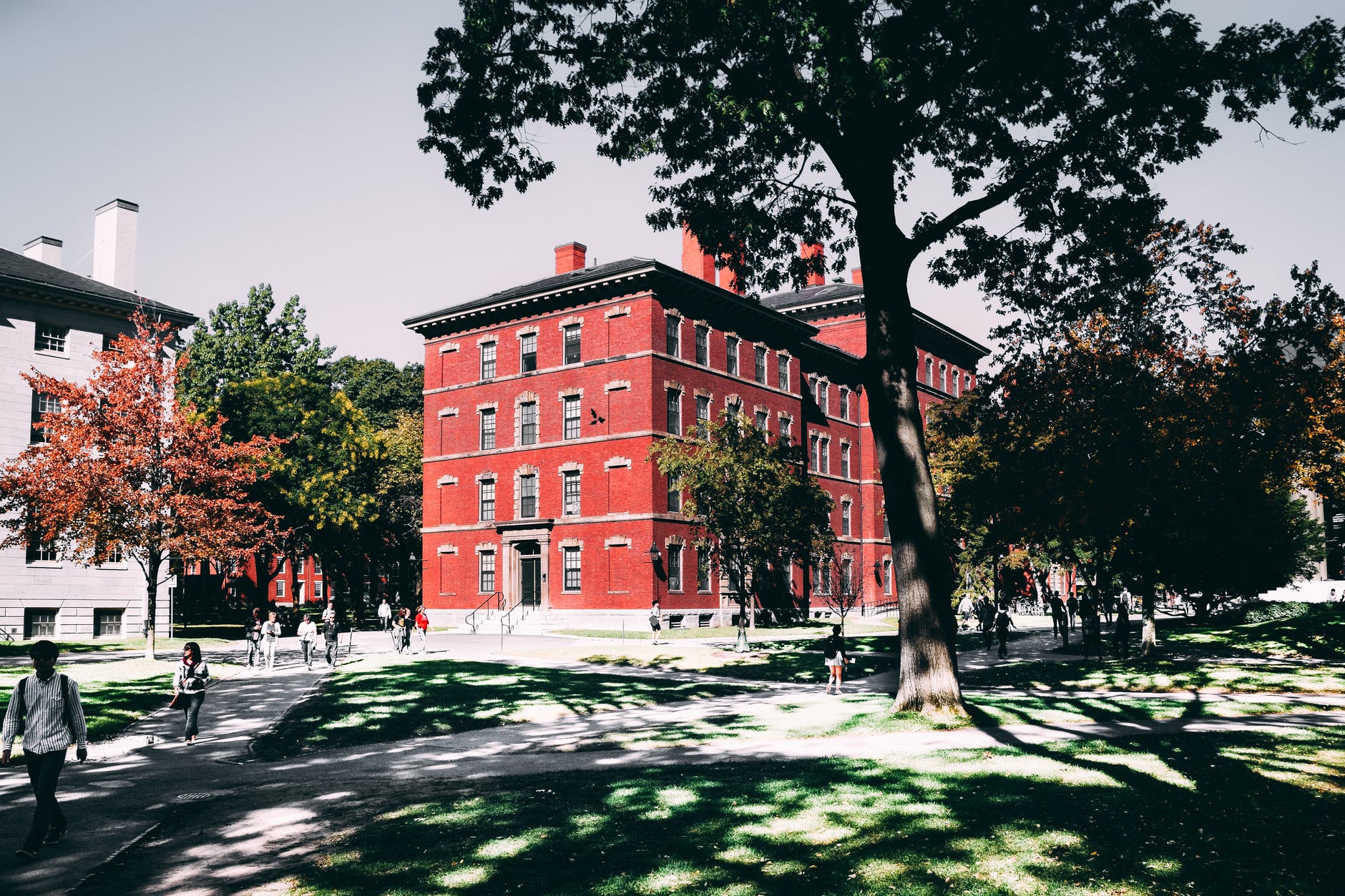 red building on a school campus